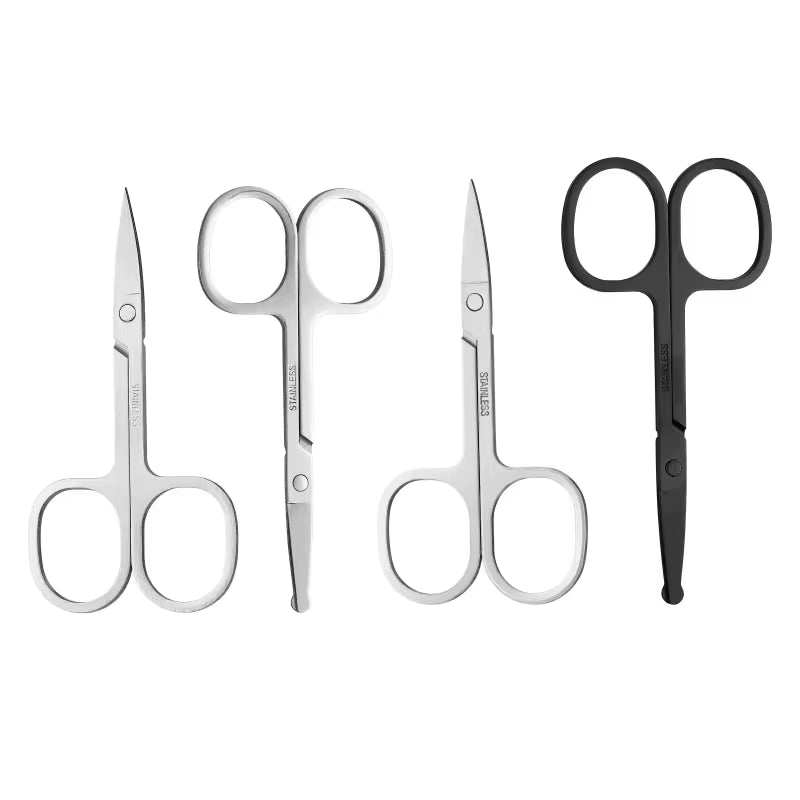 2Cr13 Stainless Steel Beauty Scissors, Smooth round Nose Hair Trimming Scissors, DIY Facial Hair Cutting Tools for Men Women