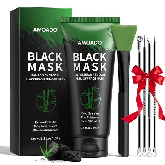 Blackhead Peel off Face Mask, Blackhead Remover Charcoal Peel off Mask Kit for Face, Deep Cleansing Facial Mask with Applicator Tools, Oil Control, Blackhead Removal Mask for Women & Men