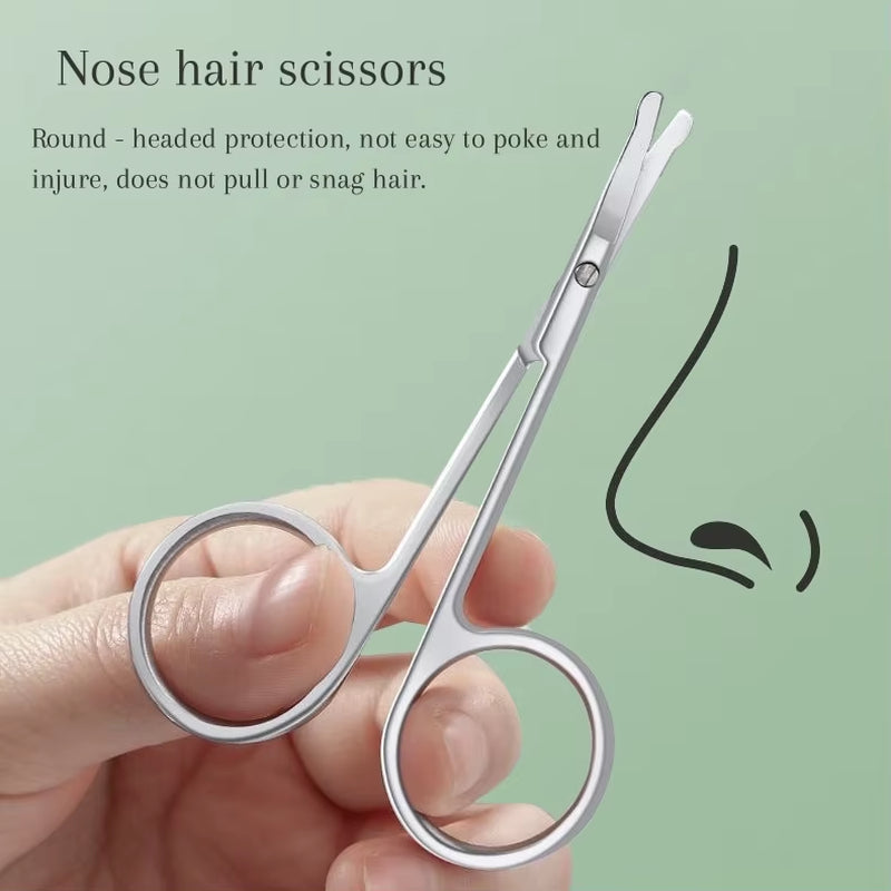 2Cr13 Stainless Steel Beauty Scissors, Smooth round Nose Hair Trimming Scissors, DIY Facial Hair Cutting Tools for Men Women